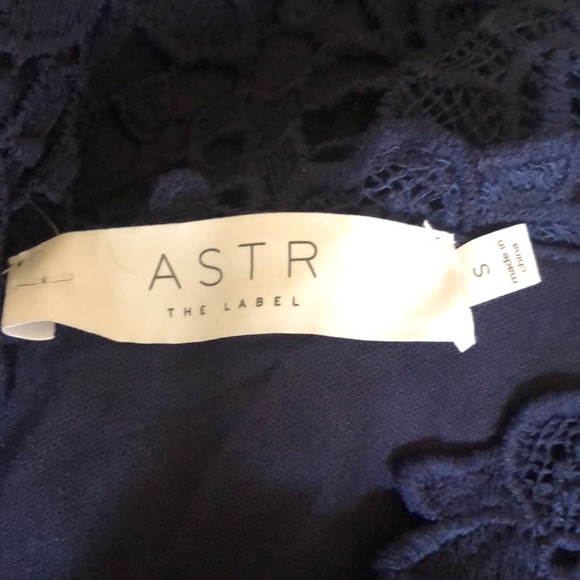 NWT Astr V-Neck Lace Fit & Flare navy blue Dress - Picture 7 of 9